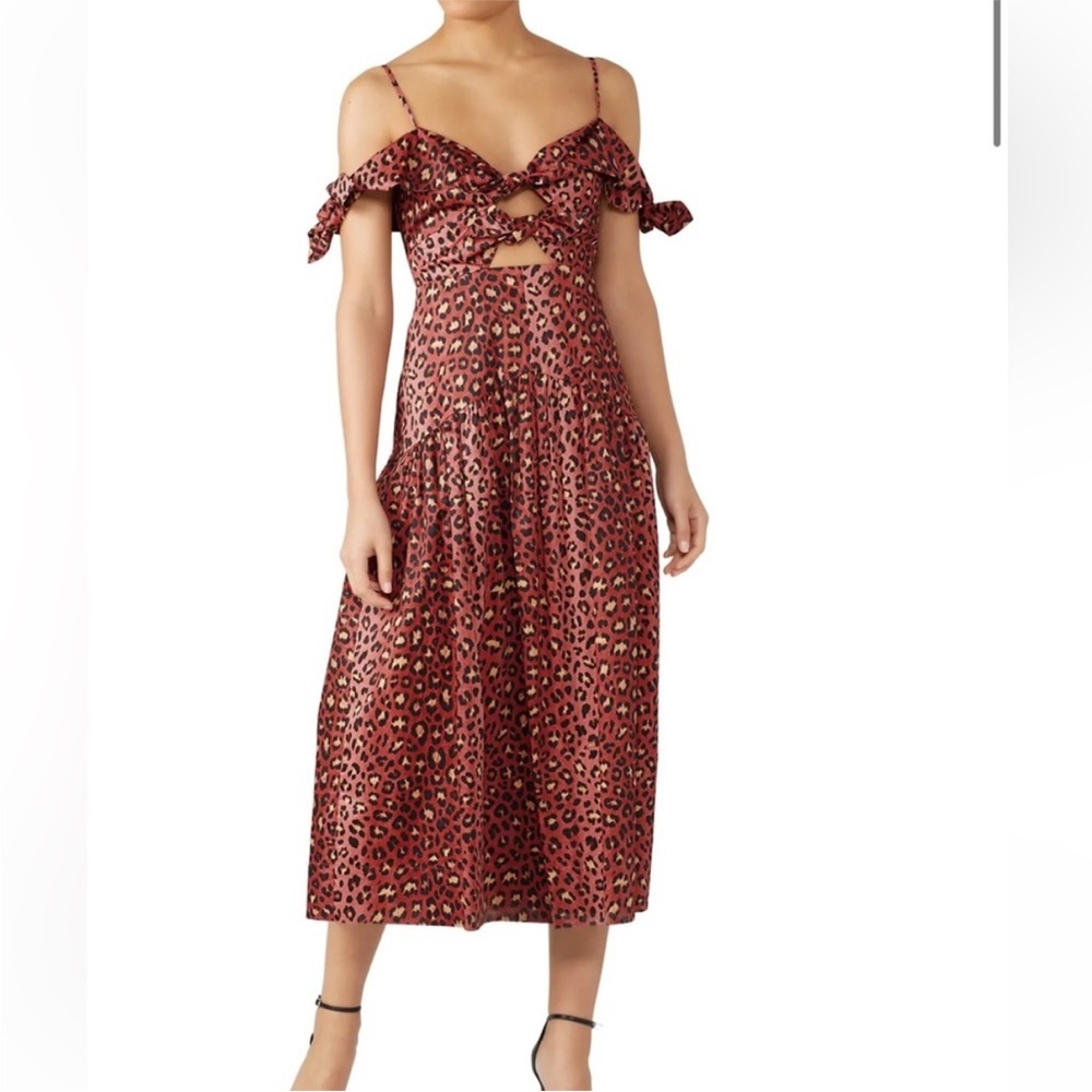 Rebecca Taylor Red Animal Print Midi Dress